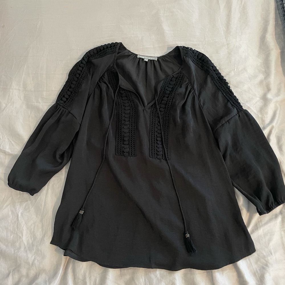 Daniel Rainn Tess Crochet Trim Peasant Blouse